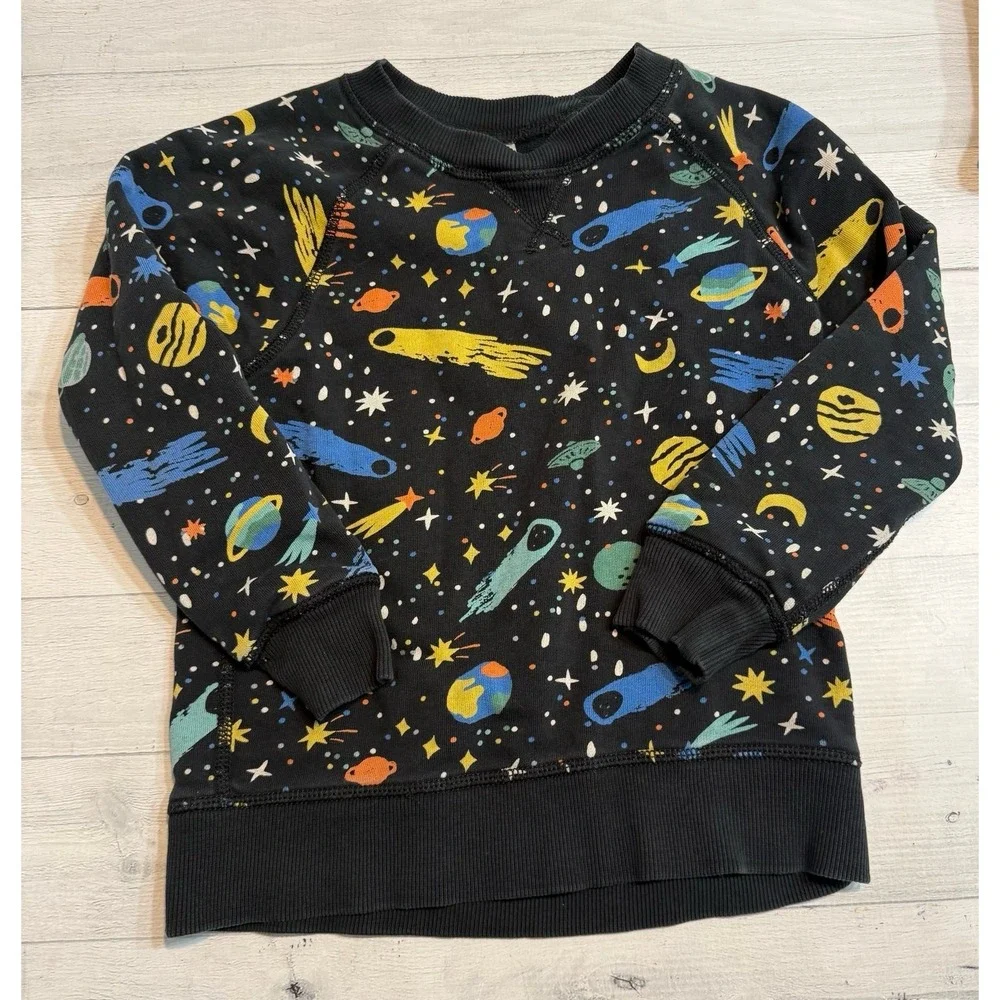 Hanna‎ Andersson French terry sweatshirt and joggers solar system space 110/5